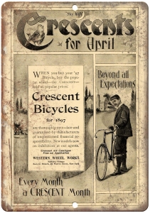 Crescents for April Bicycles Vintage Ad 10″ x 7″ Reproduction Metal Sign B382 Review