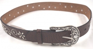 Womens ARIAT Brown Croc Leather Belt with Beads/Rhinestones – Small – A1510602 Review