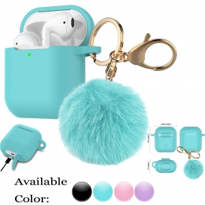 For AirPods 1/2 Silicone Hybrid Case Charging Cover With Cute Fur Ball Keychain Review