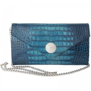 Gianni Altieri Made in Italy luxury blue croc pattern leather Clutch bag $189 Review