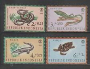 INDONESIA REPTILES AMPHIBIANS STAMPS 1966 TURTLE LIZARDS SNAKES CROC MNH- REP343 Review