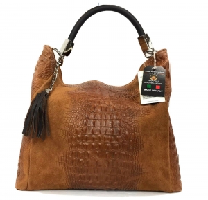 Kidus Woldemichael Made In Florence Italian Croc Leather Hobo Shoulder Bag $550 Review