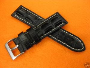 24mm Black HORNBACK CROC Leather Strap PAM Tan Buckle 24 V Review
