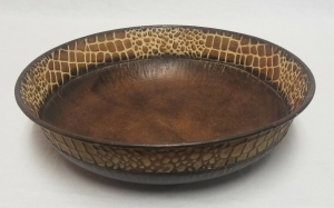 ELEGANT EXPRESSIONS Round CROC PATTERN Decorative Bowl Brown Hosley Intl Review
