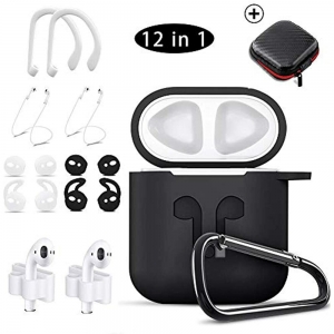 Airpods Case Black,HOOXIN Accessories Set,12 In Protective Silicone Cover And Review