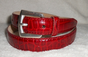 NINE WEST RED MOC CROC GENUINE LEATHER BELT, SIZE M, SILVER TONE BUCKLE, NWT*** Review