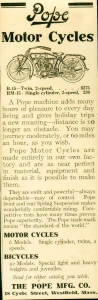 Advertising Pope MotorCycles Bicycles Westfield Mass R-15 Twin 1915 Review
