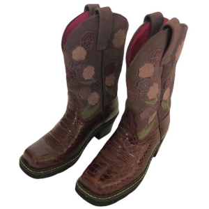 Ariat Womens Burgundy Floral Croc Print Leather Suede Western Boots Review