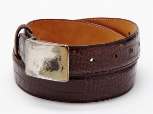 GIORGIO ARMANI Brown Croc Stamped Genuine Leather Belt 70/ 28 Review