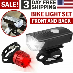 Rechargeable Bike Light Set Cycling LED Headlight Bicycle Head Front Rear Lamp Review