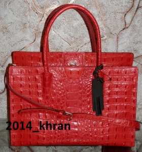 NWT GIANNI CHIARINI Firenze Italy True Red Croc Embossed Genuine Leather Satchel Review