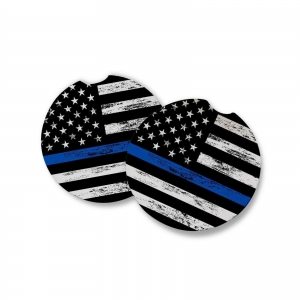 Thin Blue Line | Car Coasters for drinks Set of 2 | Perfect Car Accessories w… Review