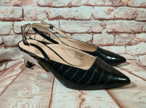 BNWT Ladies Sz 9 Anko Brand Black Croc Print Courts Heels Shoes Review