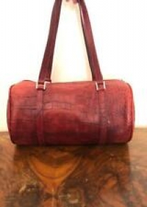 Charlie Lapson Red Leather Purse Croc embossed Made in Italy Barrel Bag Review