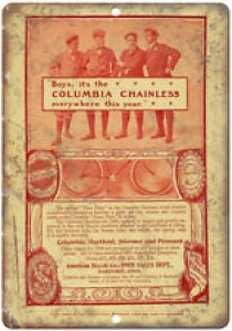 Columbia Chainless Bicycle Vintage Ad 10″ x 7″ Reproduction Metal Sign B367 Review