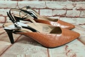 BNWT Ladies Sz 6 Anko Brand Tan Croc Print Courts Heels Shoes Review
