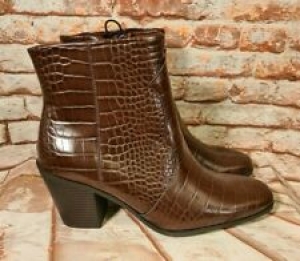 BNWT Ladies Size 10 Anko Brand Berry Croc Skin Print Brown Zip Side Ankle Boots Review