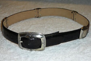 Womens Brighton Belt~Black & Brown Leather/Croc Print w/Silver Hardware-Fits~S/M Review