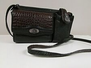Brighton Black Brown Croc Print Leather Crossbody organizer swing pack hipster  Review
