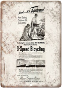 General Motors 3Speed Bicycling Vintage Ad 10″ x 7″ Reproduction Metal Sign B368 Review