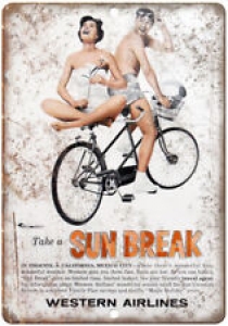 Western Airlines Sun Break Bicycle Ad 10″ x 7″ Reproduction Metal Sign B274 Review