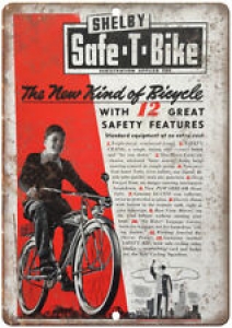 Shelby Safe T Bike Bicycle Vintage Ad 12″ x 9″ Retro Look Metal Sign B289 Review