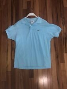 Lacoste Short Sleeve Croc Logo Polo Shirt 100% Cotton Blue Size 5 Mens Medium Review