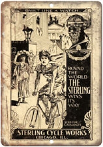 Sterling Cycle Works Bicycle Vintage Art 10″ x 7″ Reproduction Metal Sign B422 Review
