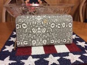 Tory Burch Embossed Croc Wallet in Black White with Gold Hardware Review