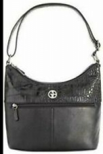 New, Gianni Bernini Black/Croc Leather Hobo Bag With Crossbody Strap.  $42.00 Review