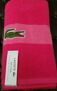 Lacoste Towel Lot (2 Bath Towels) Match Pink Magenta 30″ x 52″ Cotton Large Croc Review