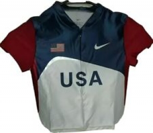 USA Team Logo Half Zip Bicycle Riding Graphic Shirt By Nike! Youth Small. Review