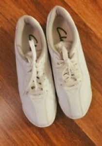Clarks Womens White Leather Solid Lace Up Bicycle Toe Sneakers US Sz 6W Review