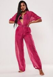 Pink Croc Chiffon Wide Leg Beach Trousers Missguided Never Worn Review