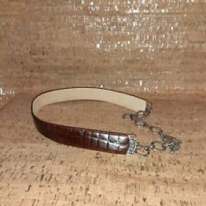Barse Italian Leather Brown Croc Embossed Silver Plated Western Chain Fasten 97 Review