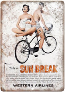 Western Airlines Sun Break Bicycle Ad 12″ x 9″ Retro Look Metal Sign B274 Review