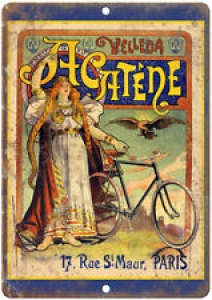 Velleda Acatene Paris Vintage Bicycle Ad 12″ x 9″ Retro Look Metal Sign B227 Review