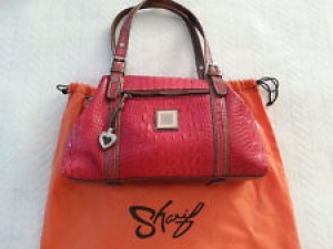 Sharif Studio Red & Brown Croc Croco Leather Handbag Purse Tote Bag Excellent!! Review