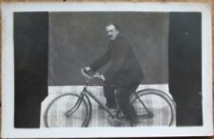 Bicycle, Man Posing in Photo Studio 1927 Realphoto Postcard Review