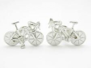 Platinum Sterling Silver Custom Hand Made Bicycle 3D Design Cufflink Bridal Gift Review