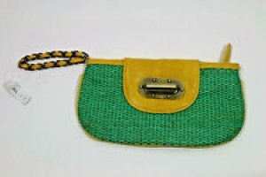 ALDO Green Yellow Woven Clutch Women NWT New Hand Purse Chain Strap Croc Print Review