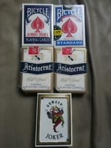 Mixed Lot of 5 Playing Cards. Bicycle, Aristocrat, Gemako. Complete Decks Review