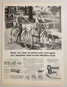 1963 Print Ad Western Flyer Bicycles Boy & Girl Ride Bikes Western Auto Stores Review