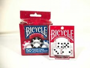 Bicycle 50 Clay Filed Tournament Feel Poker Chips 5 Dice Lot Review