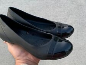 CROCS Patent Leather All Black Clogs Wedges Loafers Ballet Flats Sz 8 ❤️sj17j12 Review