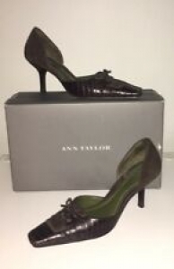 Ann Taylor Rebecca Suede/Leather Croc Print Lace Up Brown Heels Pump Size 7 Review