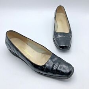 Salvatore Ferragamo DP53101 Women Black Croc Print Slip On Shoe SZ 7.5 Pre Owned Review