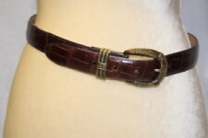 BRIGHTON Brown Leather “Croc” Belt W/Gold Braided Buckle Womens Size 32 USA-B135 Review