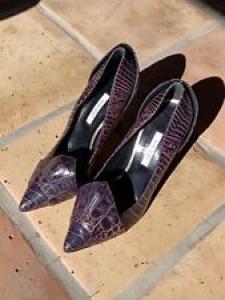 Gio Diev Women’s Varna Court Shoes pewter Croc Toe Heels Handmade EU 39 Black Review