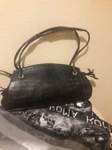 Large Black LEATHER ITALIAN DESIGNED Croc-Styled High Quality Shoulder Handbag Review